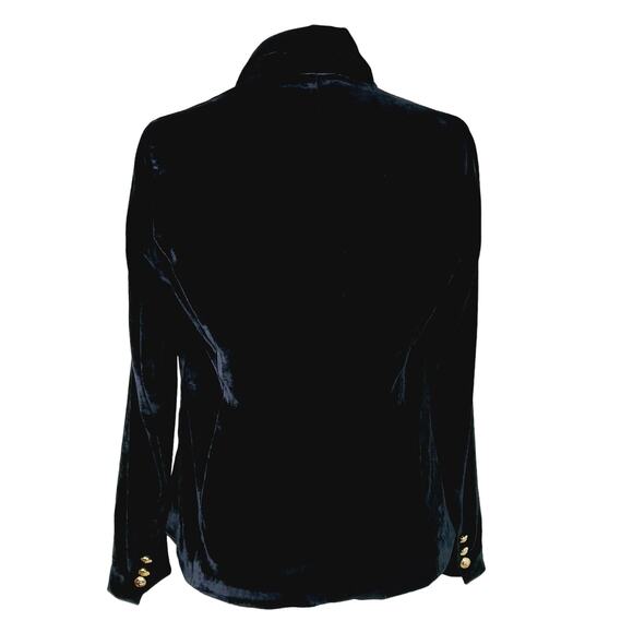 Rachel Zoe SZ XS Black Velvet Military Style Lined Blazer Gold Buttons - Picture 6 of 9